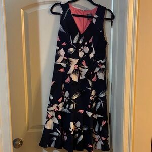 Vince Camuto Navy Floral Midi Dress